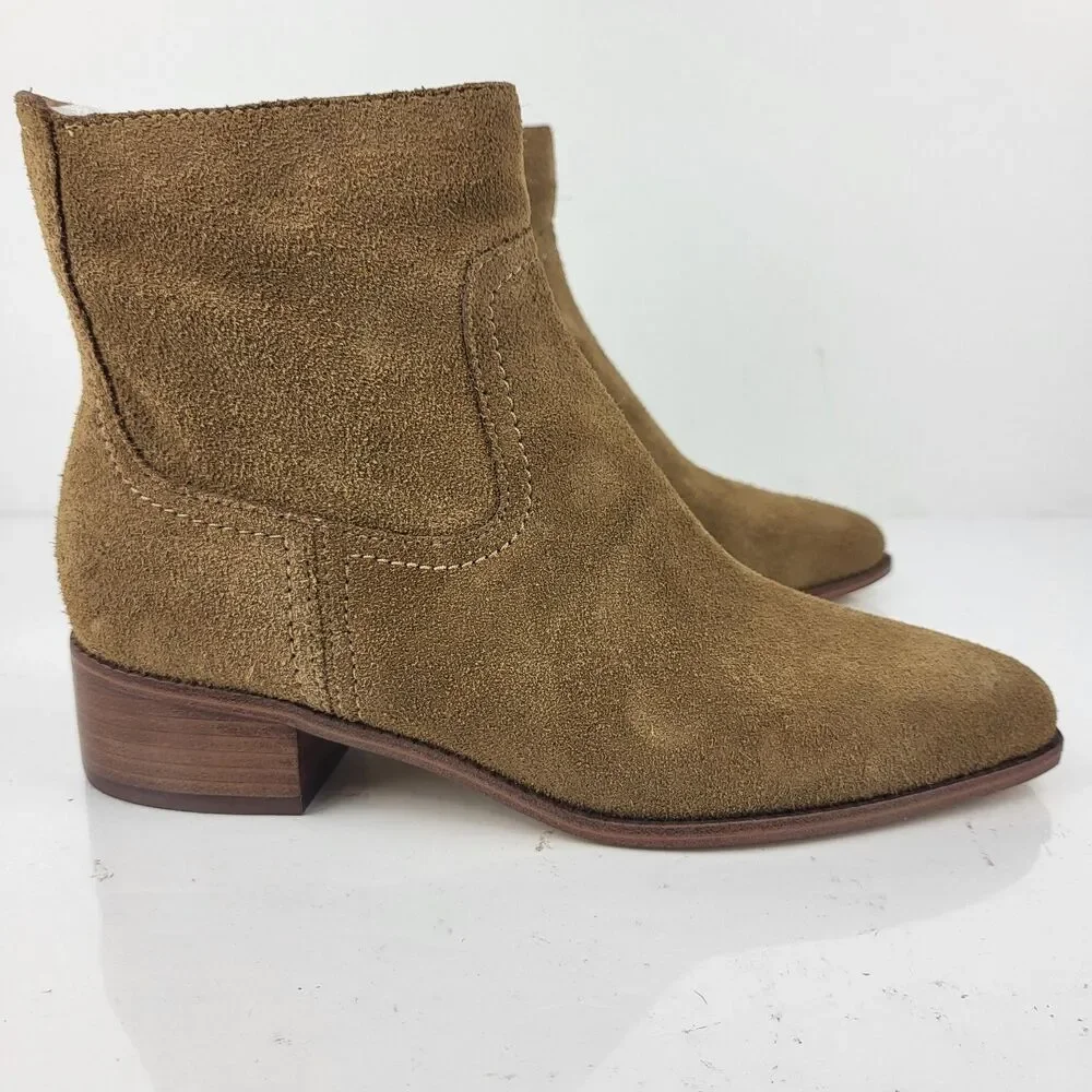 Cole Haan Naia Women's Booties Pointed Toe Block Heel Brown Size 6.5 US